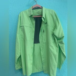 Under Armour Men's Lightweight Neon Green Performance Shirt M fishing golf